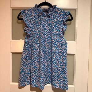 W5 High Neck Sleeveless Blue Floral Women’s Top - Size M